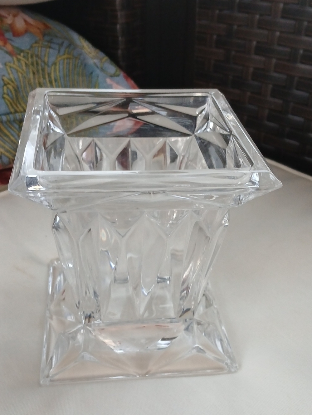 Clear Cut Glass Votive Holder - Crystal Look
